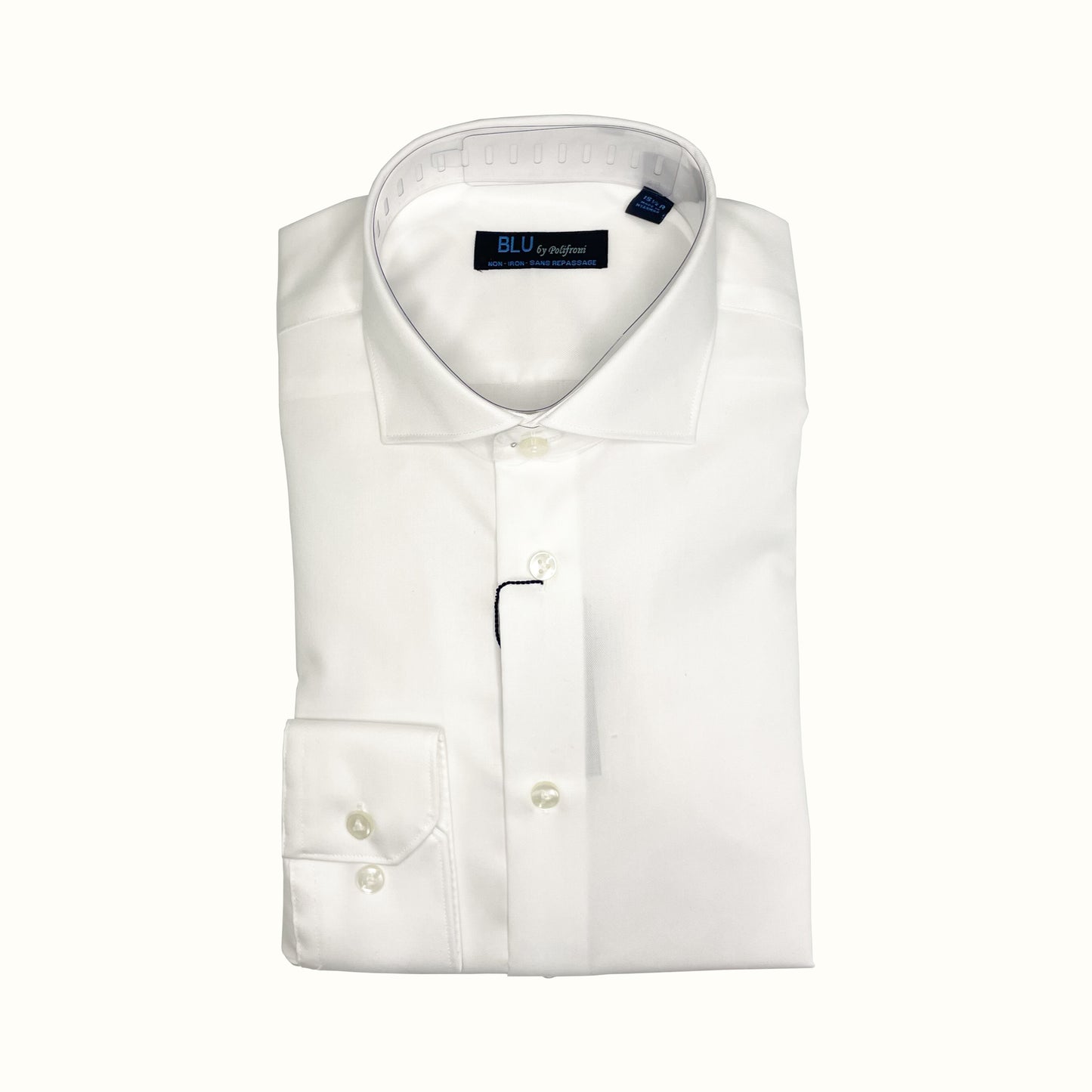 Spread Collar Trim Fit Twill Dress Shirt, White